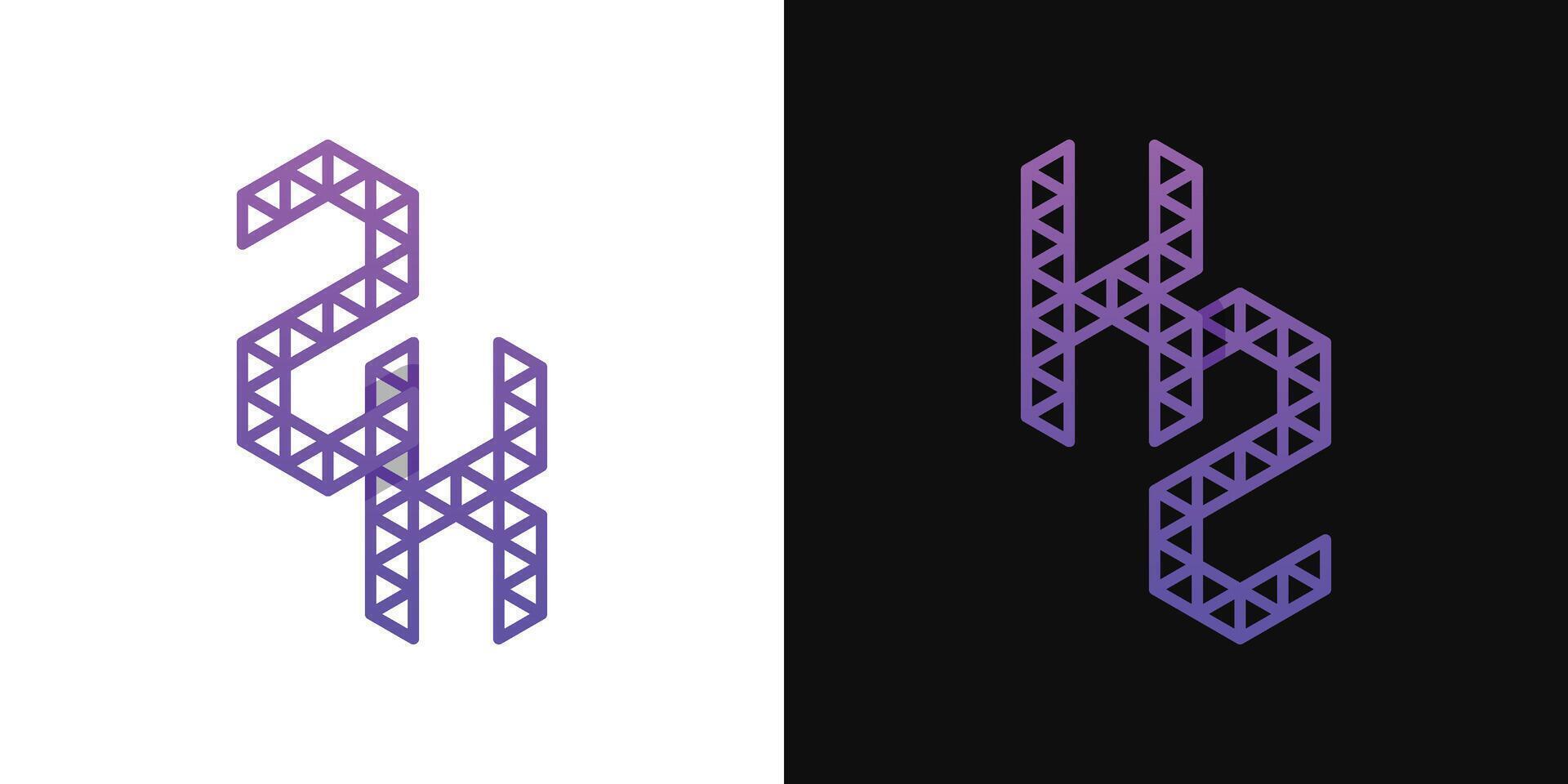 Letters KZ and ZK Polygon Logo, suitable for business related to polygon with KZ or ZK initials vector