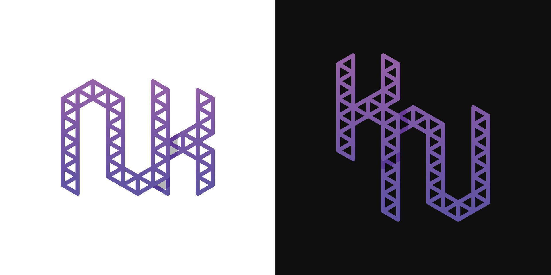 Letters KN and NK Polygon Logo, suitable for business related to polygon with KN or NK initials vector