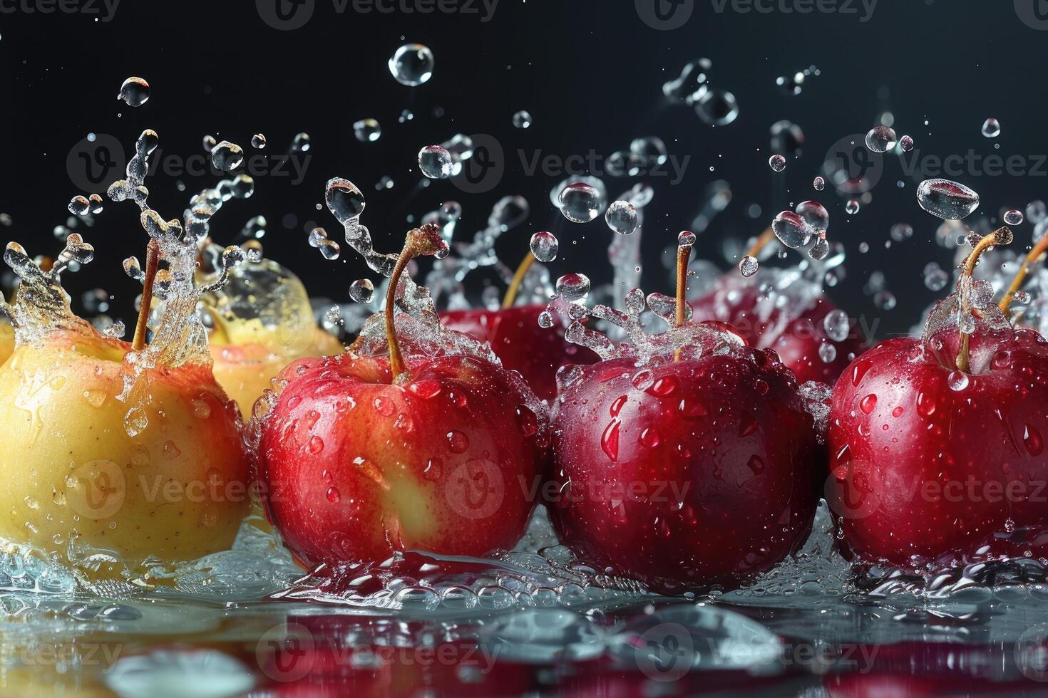un Fresco frutas o vegetales con agua gotas creando un chapoteo publicidad comida fotografía foto