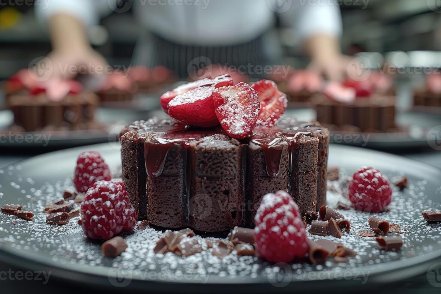 a chef makes delicious desserts professional advertising food photography photo