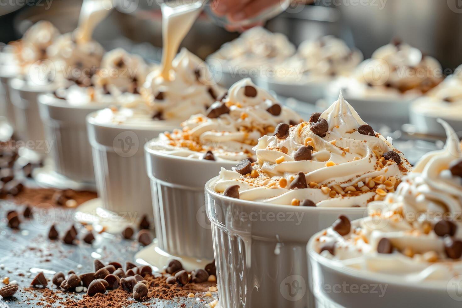 un cocinero hace delicioso postres profesional publicidad comida fotografía foto