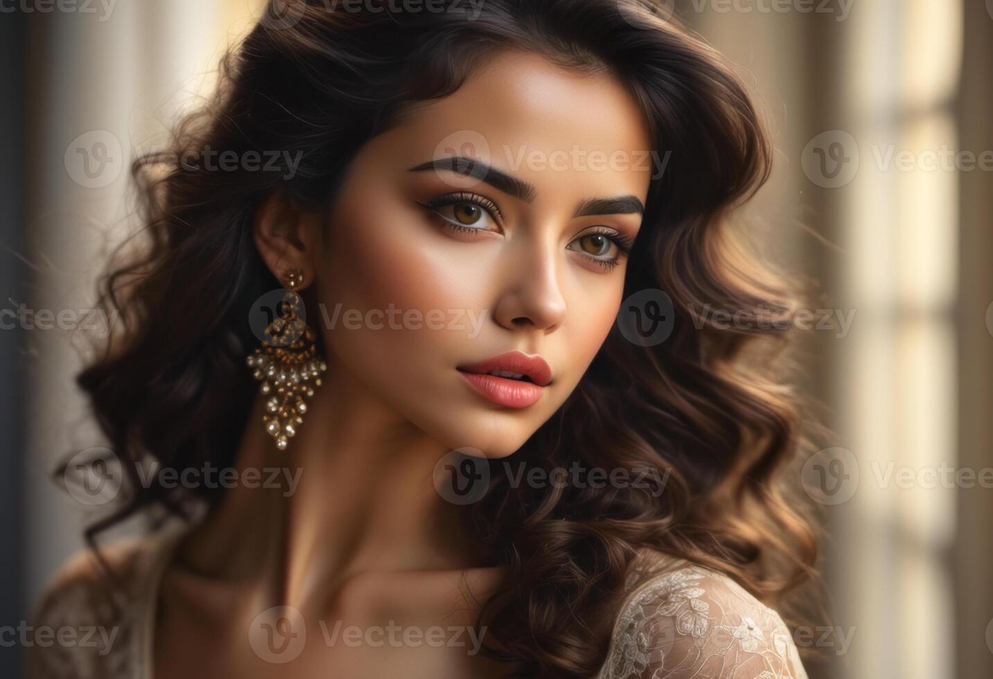 A Portrait Of Breathtakingly Gorgeous, Exotic, Beautiful Woman. photo