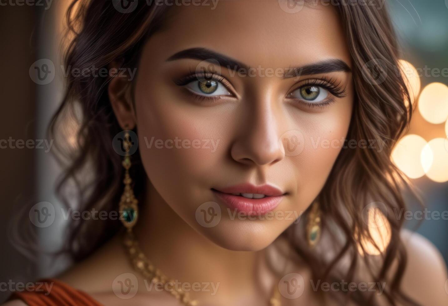 A Portrait Of Breathtakingly Gorgeous, Exotic, Beautiful Woman. photo