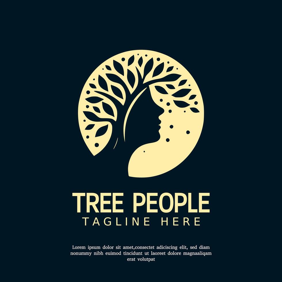 tree human head logo design template vector