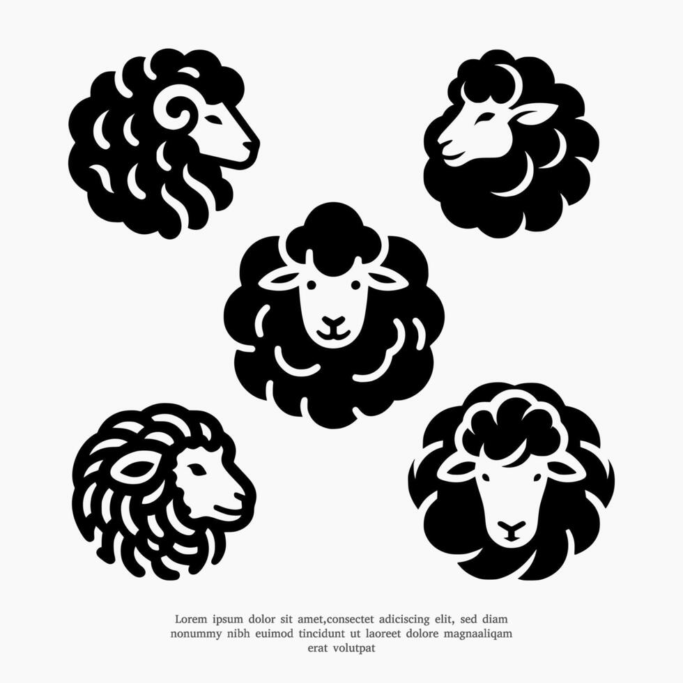 set of woolly head silhouette logo icon vector