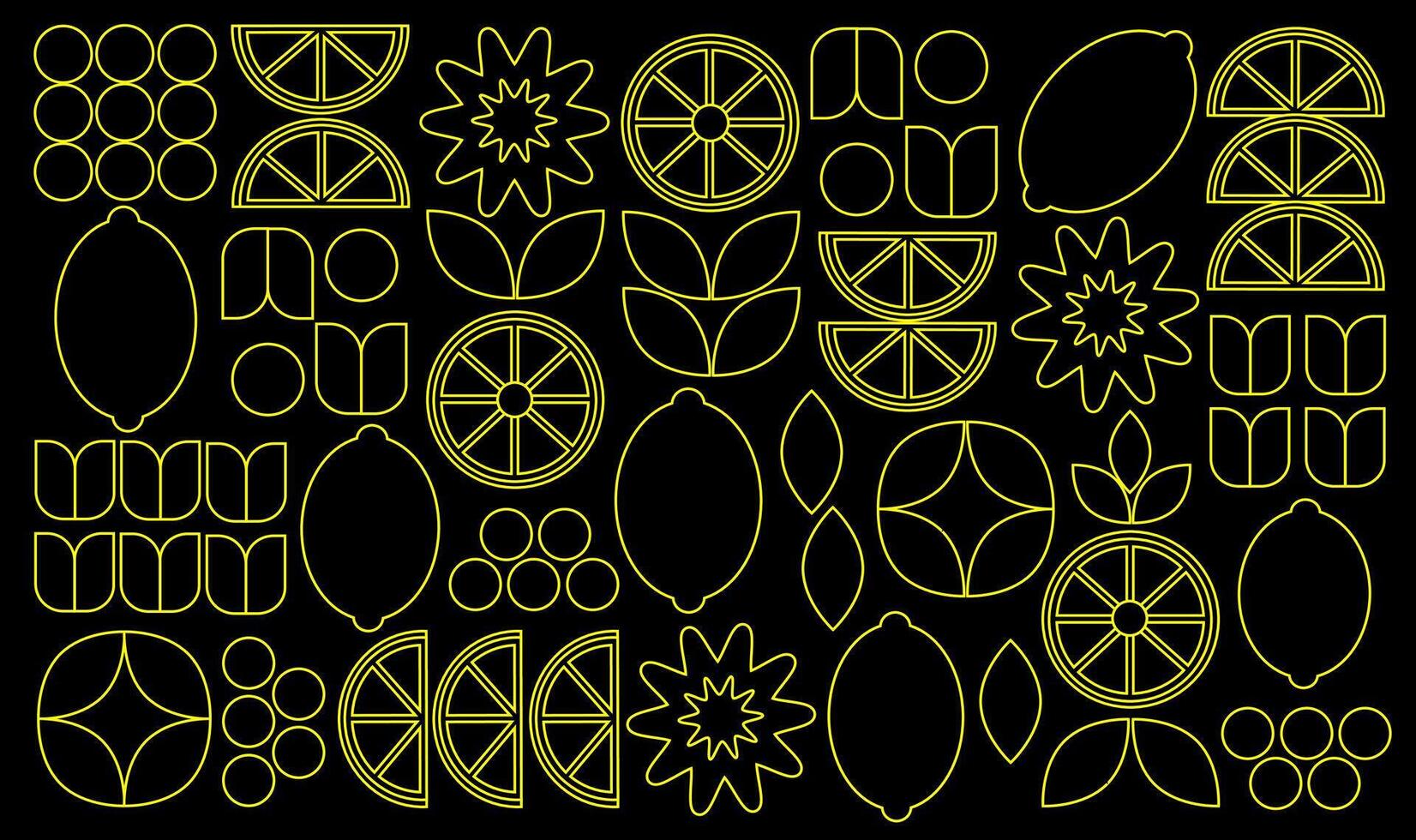 Abstract geometric fruit pattern. Shapes of natural organic flower plants, eco-agriculture citrus. minimal illustration vector