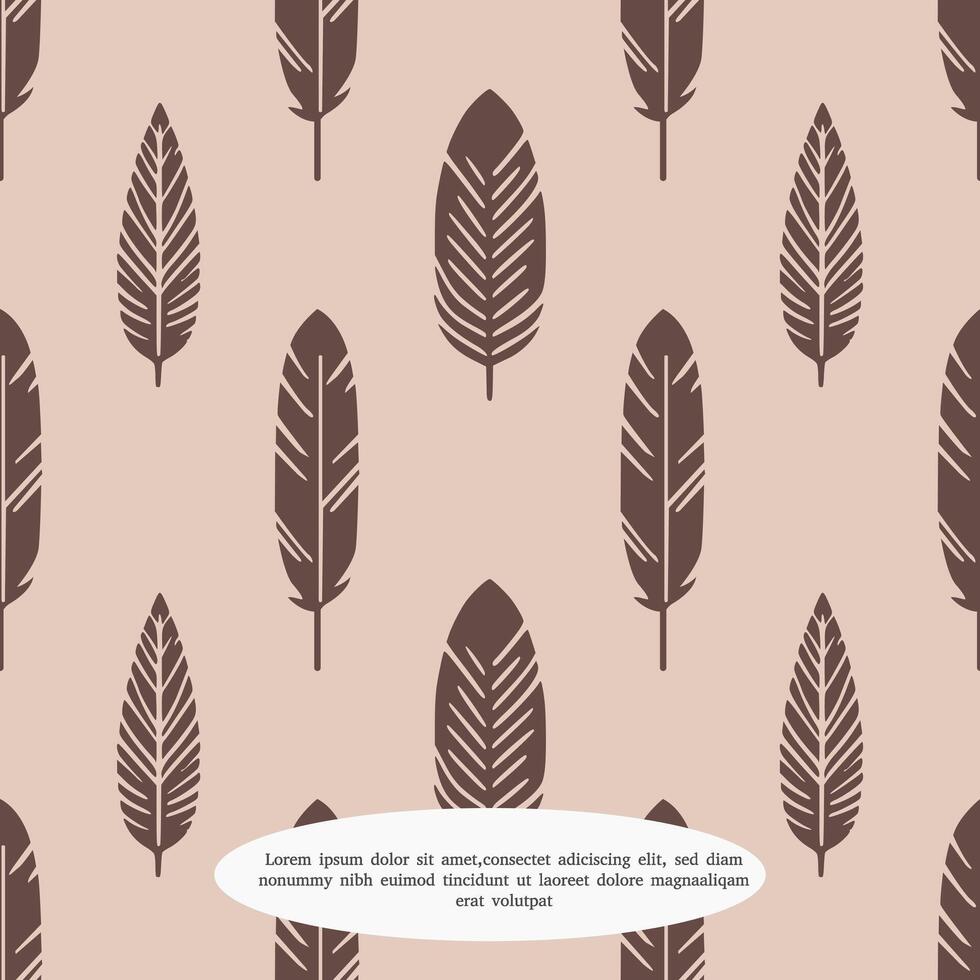 seamless pattern of bird feathers on a brown background vector