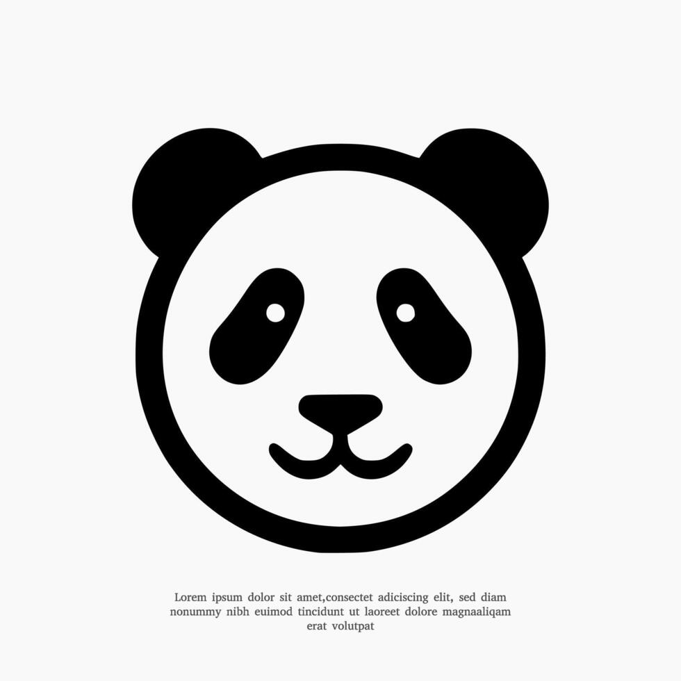 panda face silhouette logo icon vector