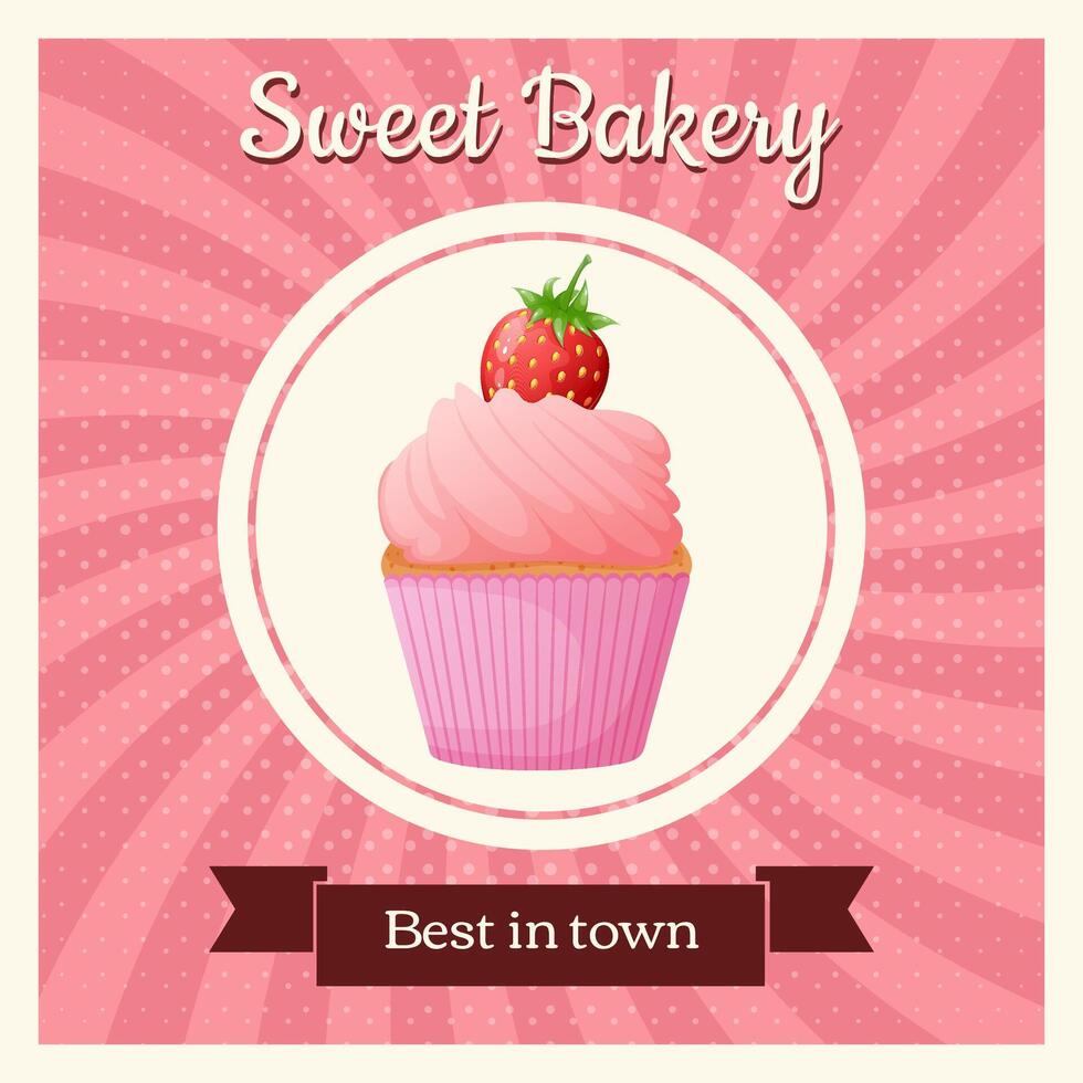 Sweet bakery card with cupcake vector