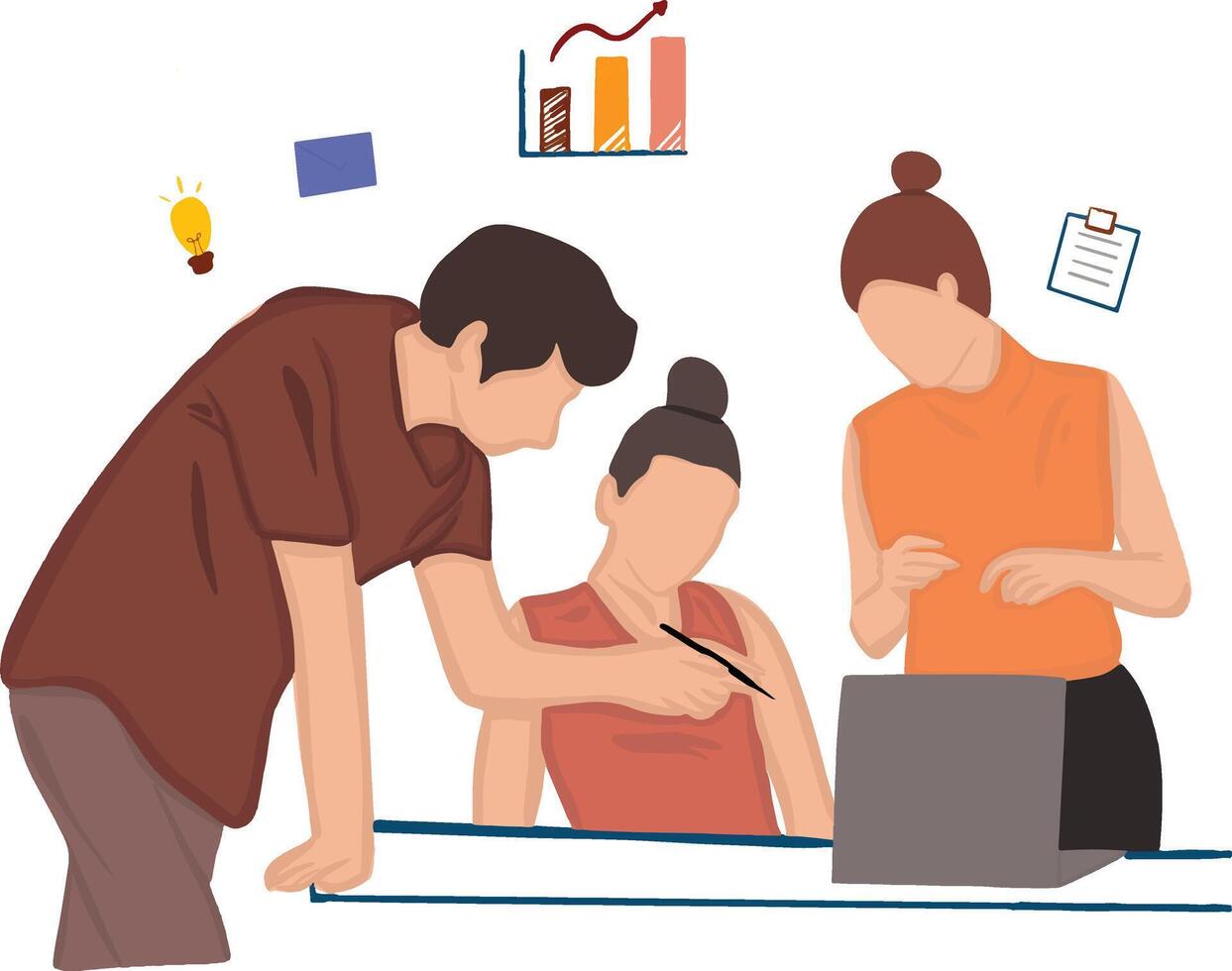 Illustration teamwork is working together to solve problem. perfect to banner, template, education, and office. vector