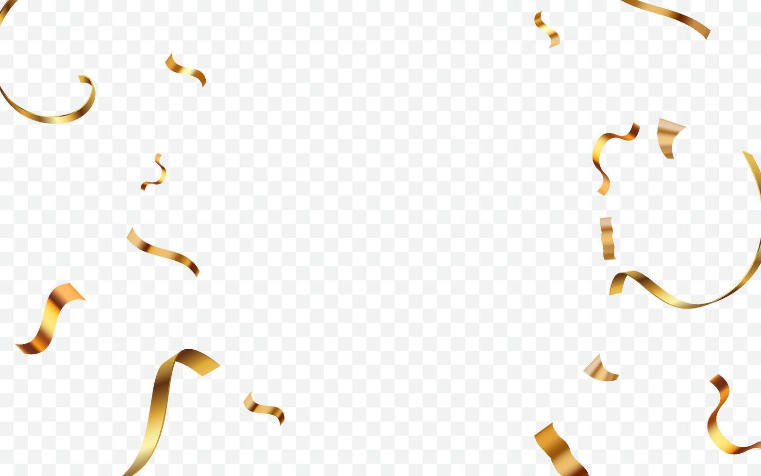 Gold confetti and ribbon falling vector