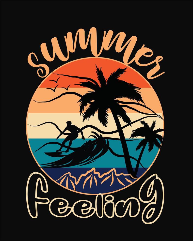 Summer feeling t-shirt design vector