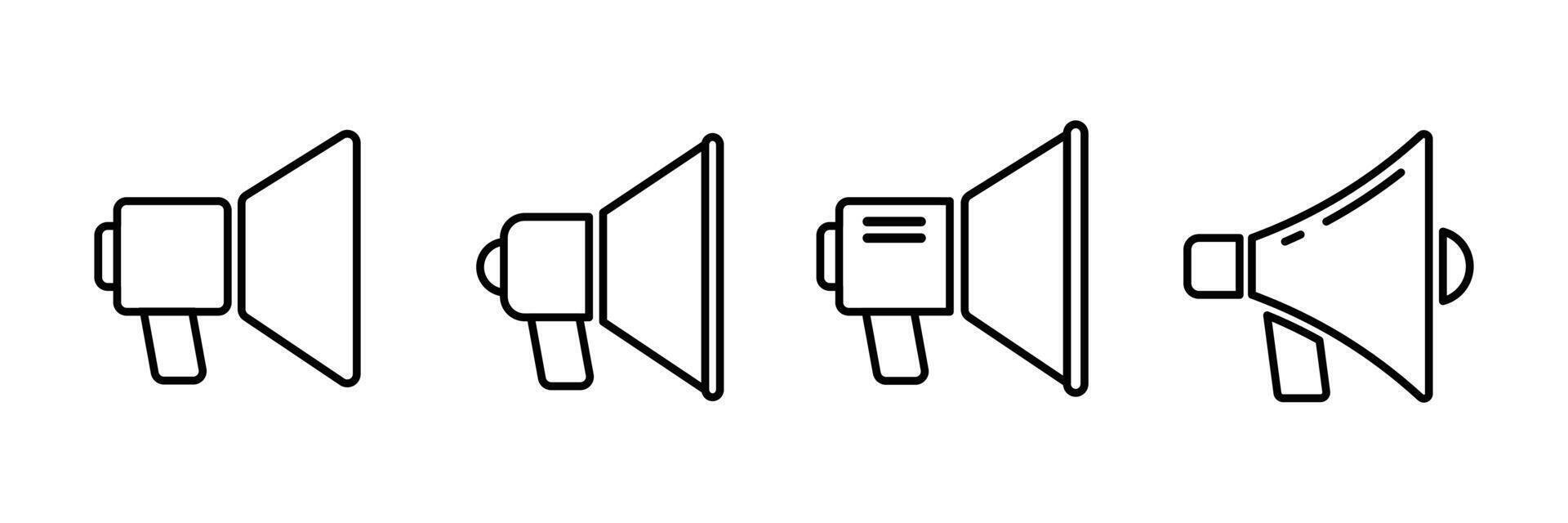 Set of Outlined Megaphone icons. Speaker symbol icons. Illustration. vector