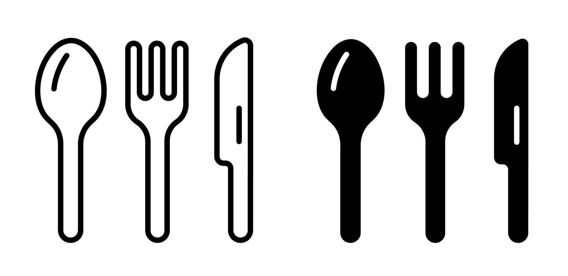 Fork, knife, spoon cute icon. Tableware set vector