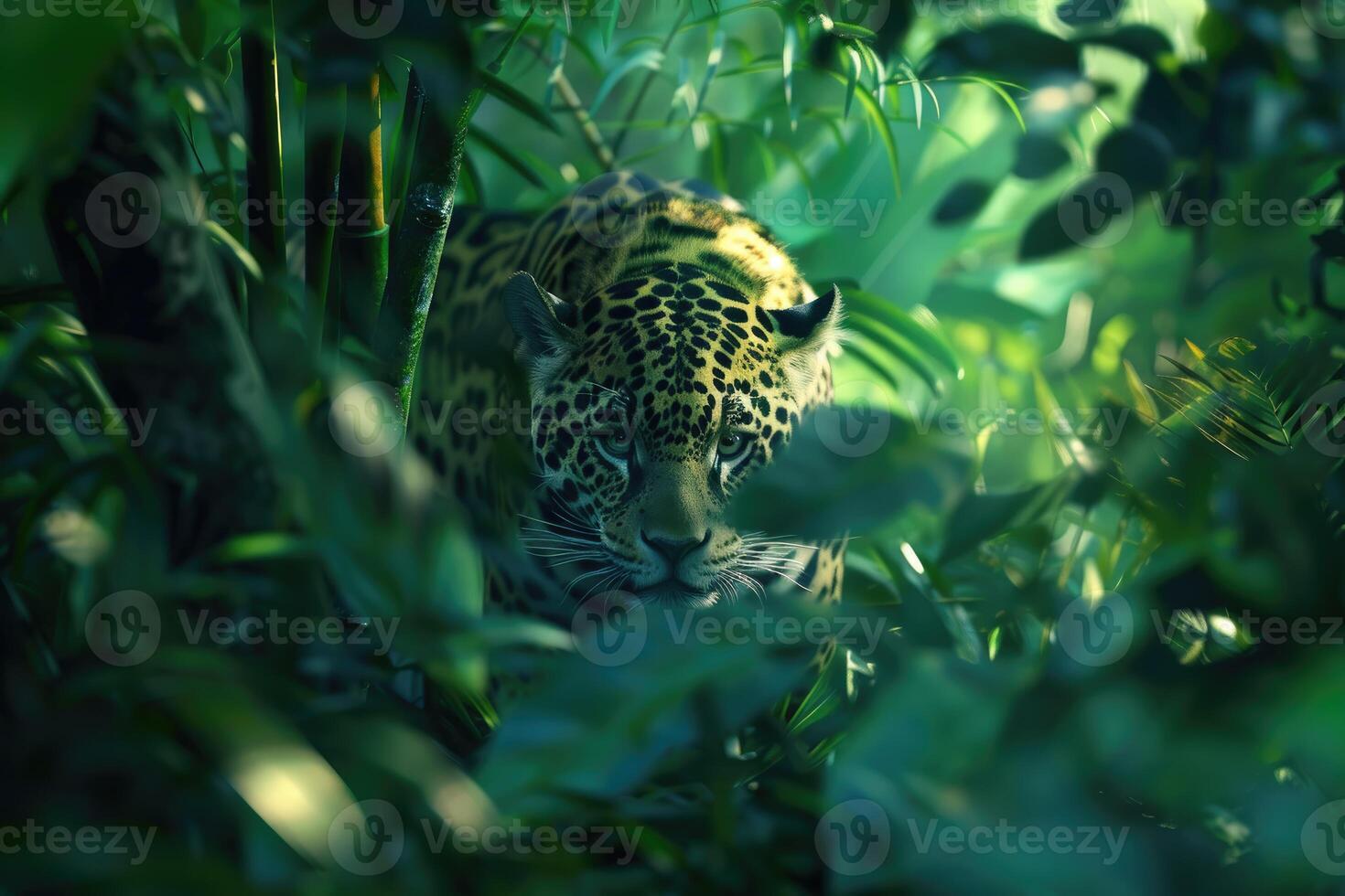 un cauteloso jaguar en el merodear foto