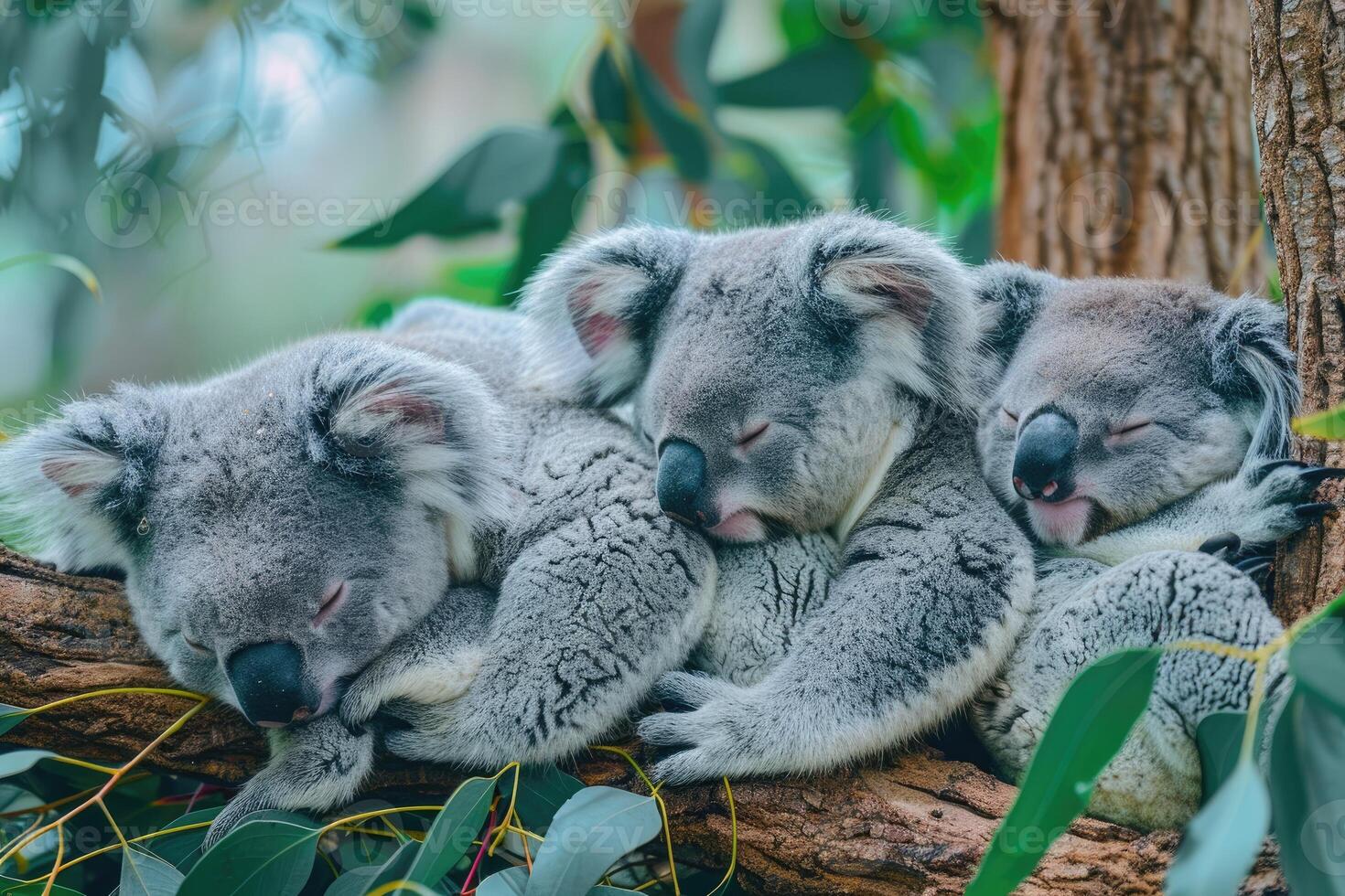 A Koala Family Nestled in the Trees photo