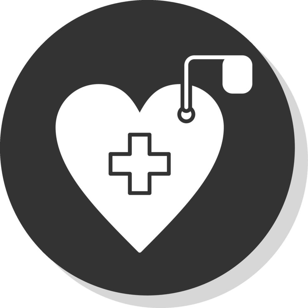 cardiología glifo gris circulo icono vector