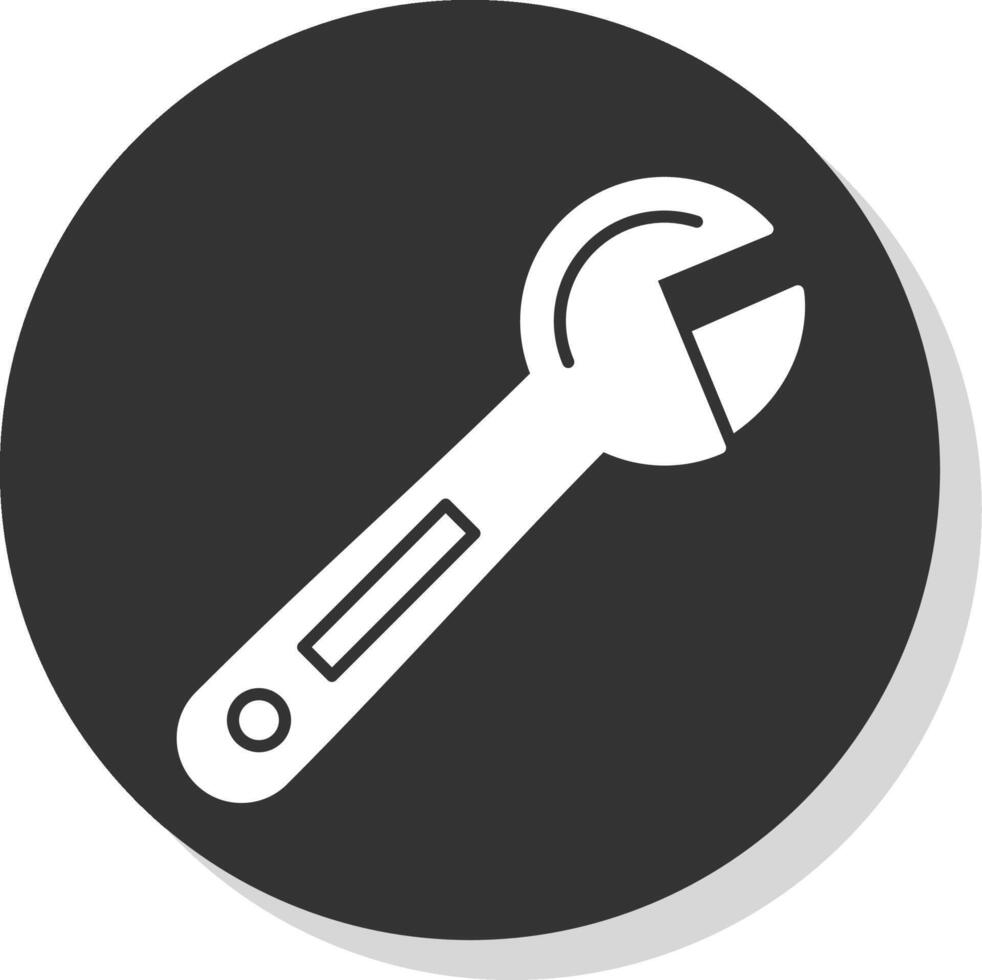 ajustable llave inglesa glifo gris circulo icono vector