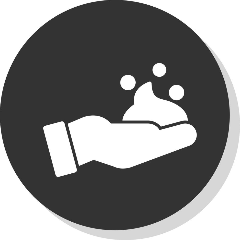 Foam Hand Glyph Grey Circle Icon vector