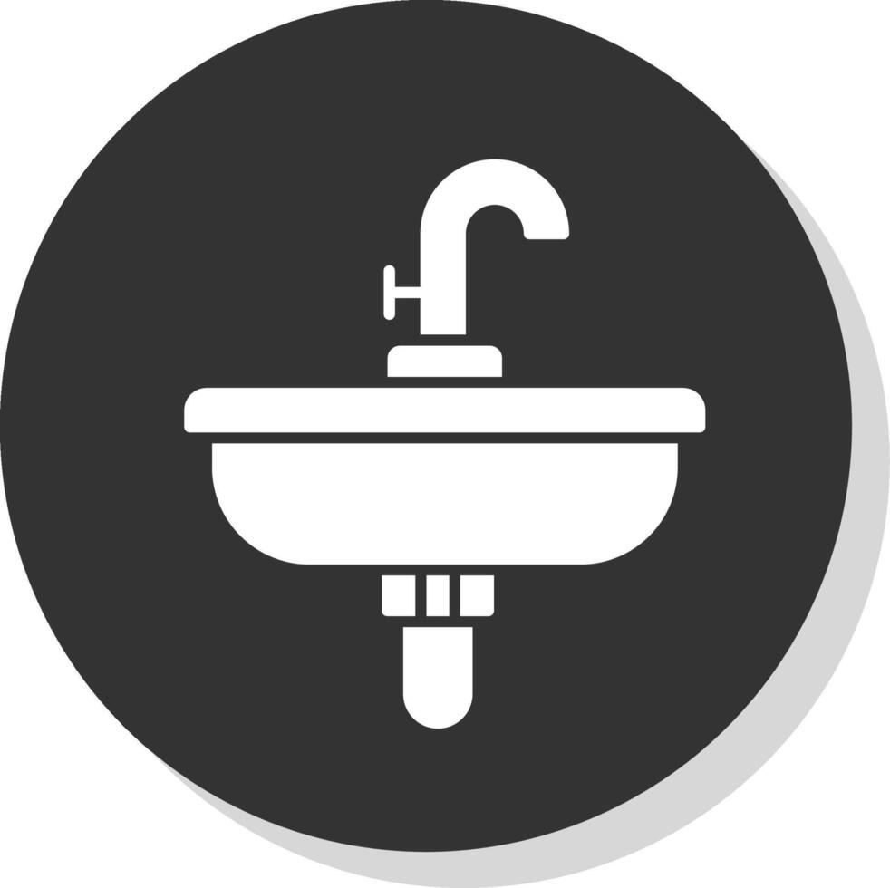 lavabo glifo gris circulo icono vector