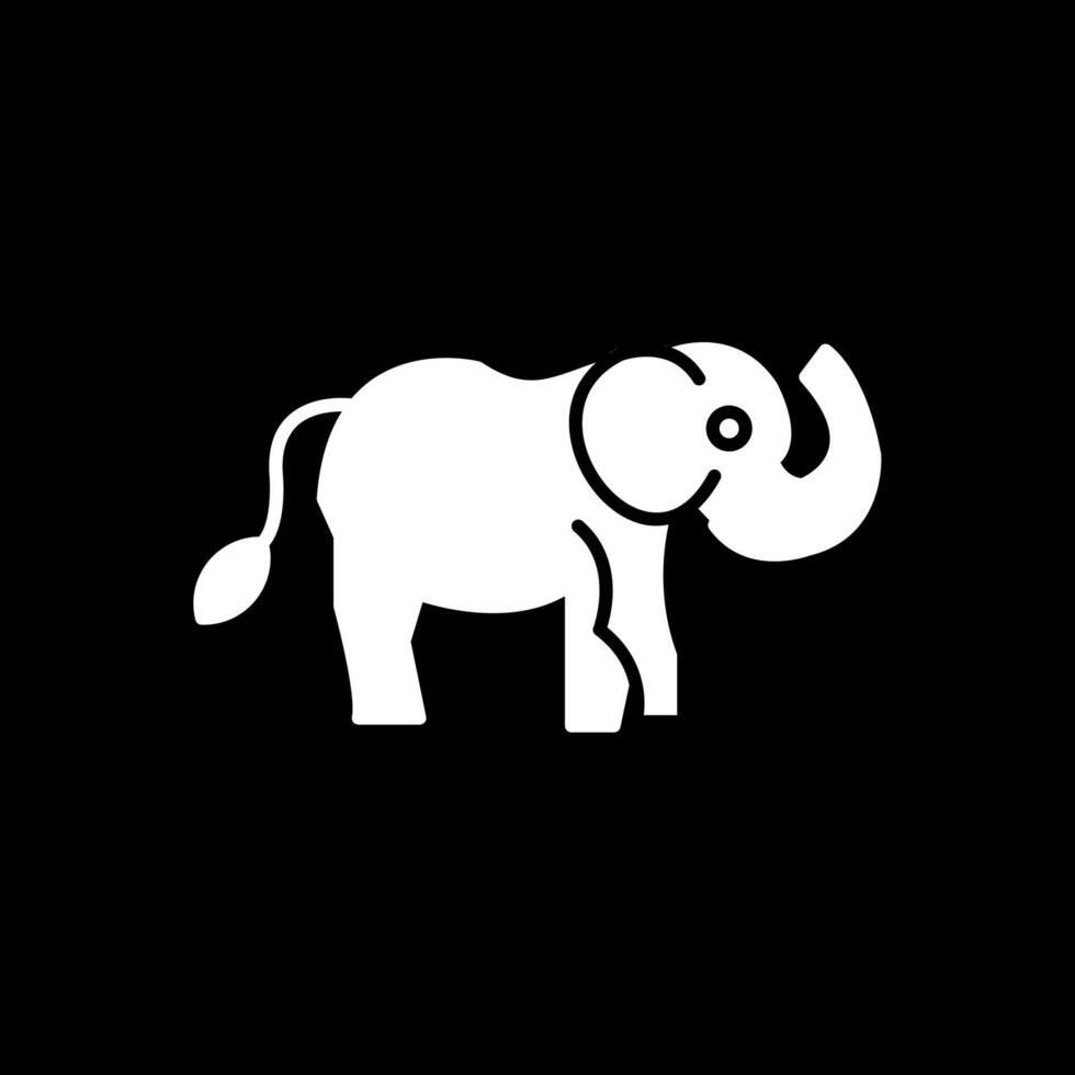 elefante glifo icono invertido vector