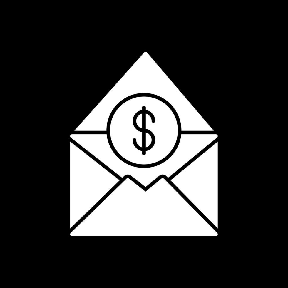 Salary Mail Glyph Inverted Icon vector