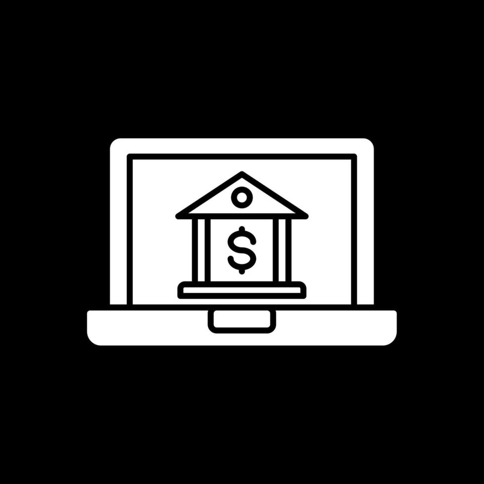 Online Banking Glyph Inverted Icon vector