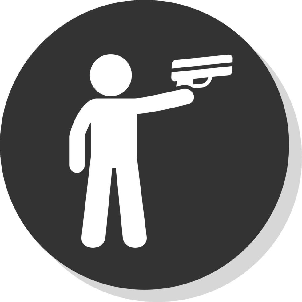 policía participación pistola glifo gris circulo icono vector