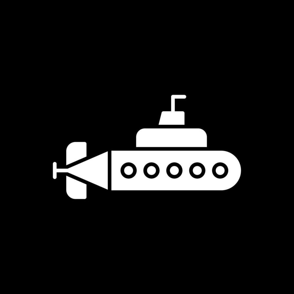 Submarine Glyph Inverted Icon vector