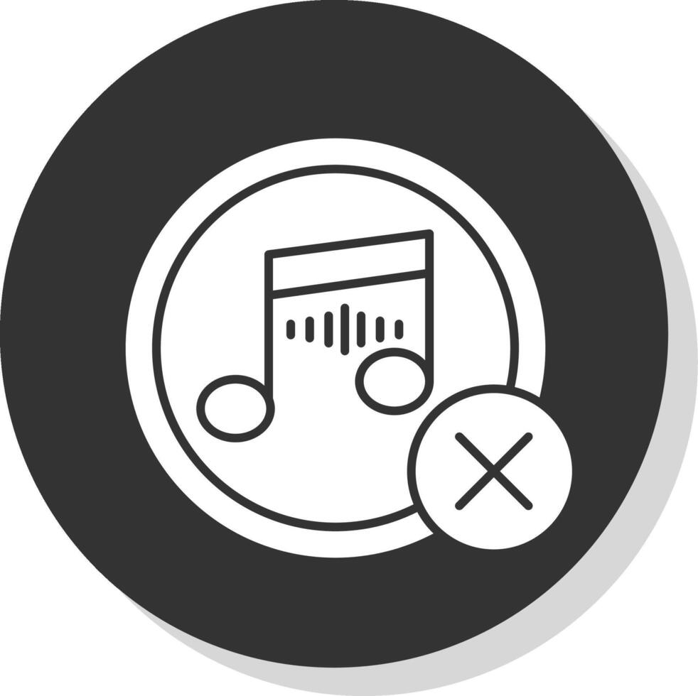 No Music Glyph Grey Circle Icon vector