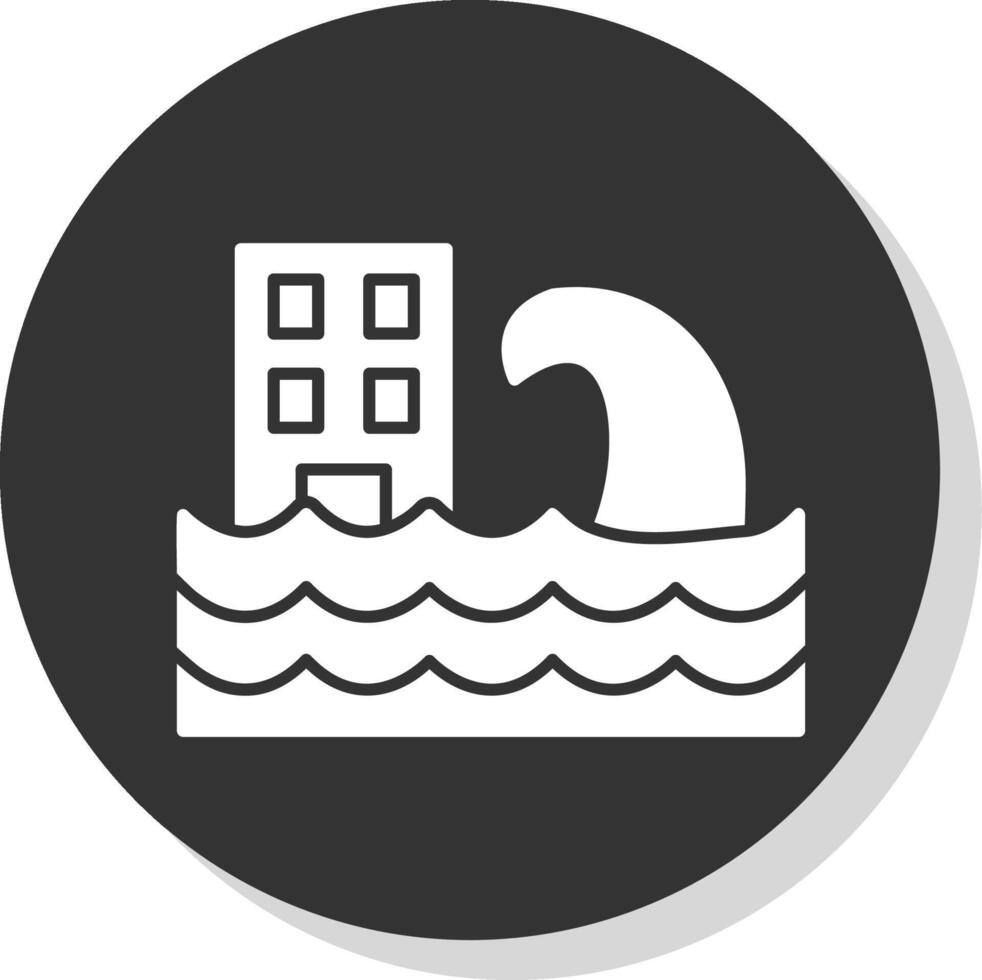 tsunami glifo gris circulo icono vector