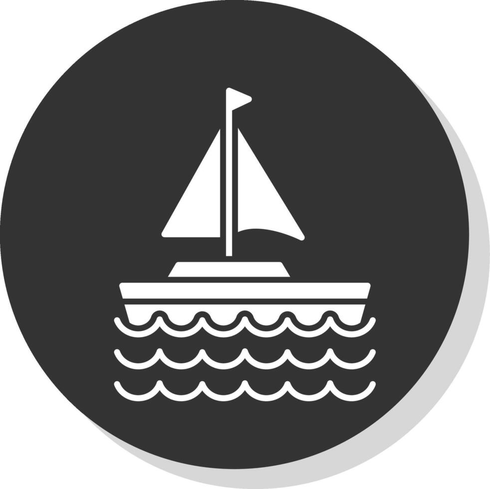 vela barco glifo gris circulo icono vector