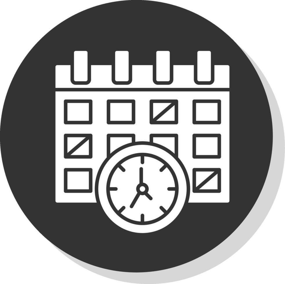 calendario glifo gris circulo icono vector