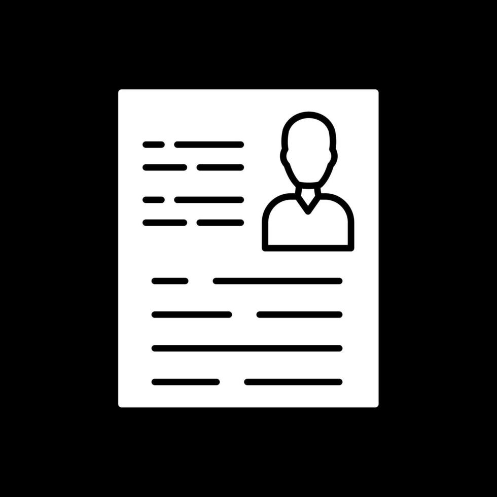 Resume Glyph Inverted Icon vector