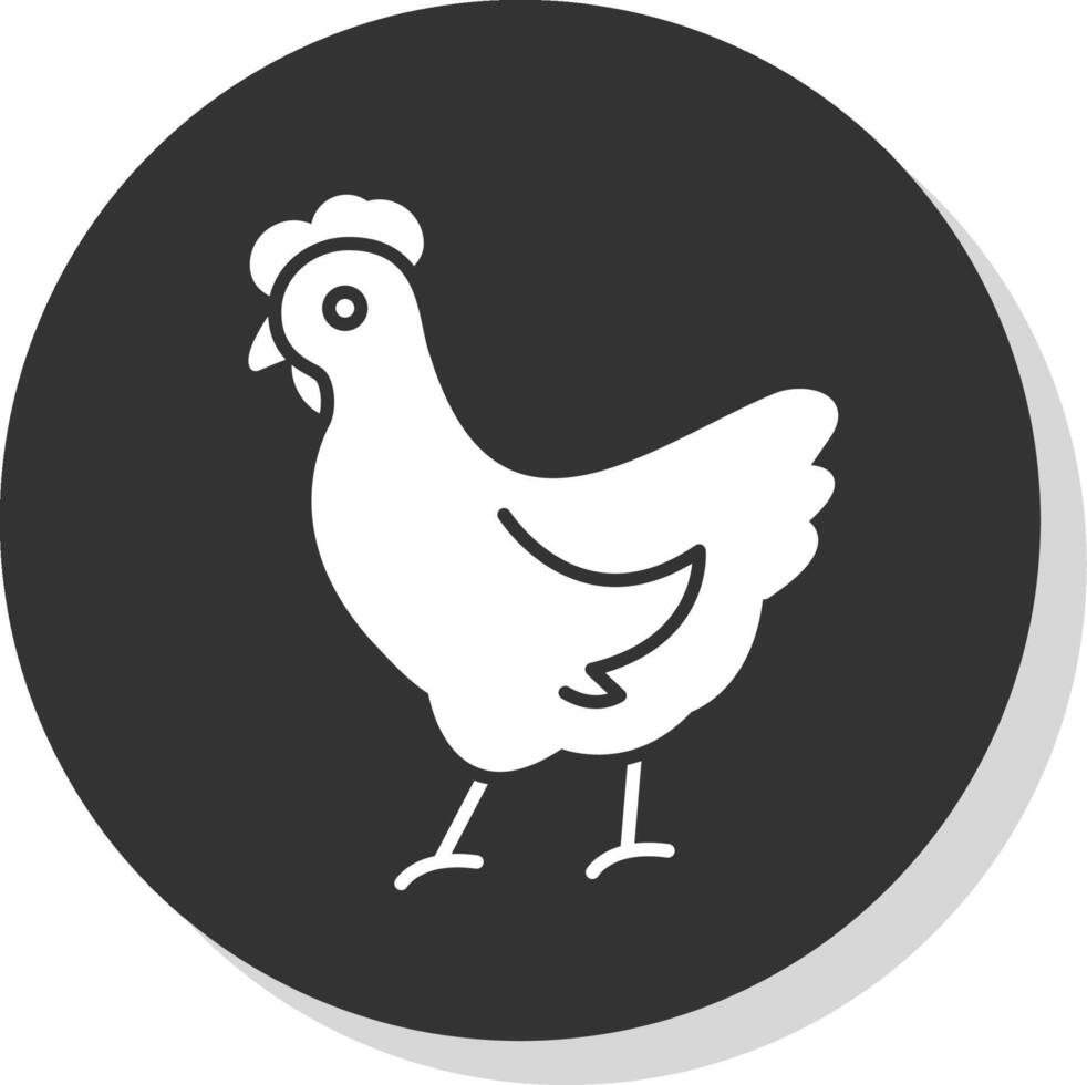 pollo glifo gris circulo icono vector