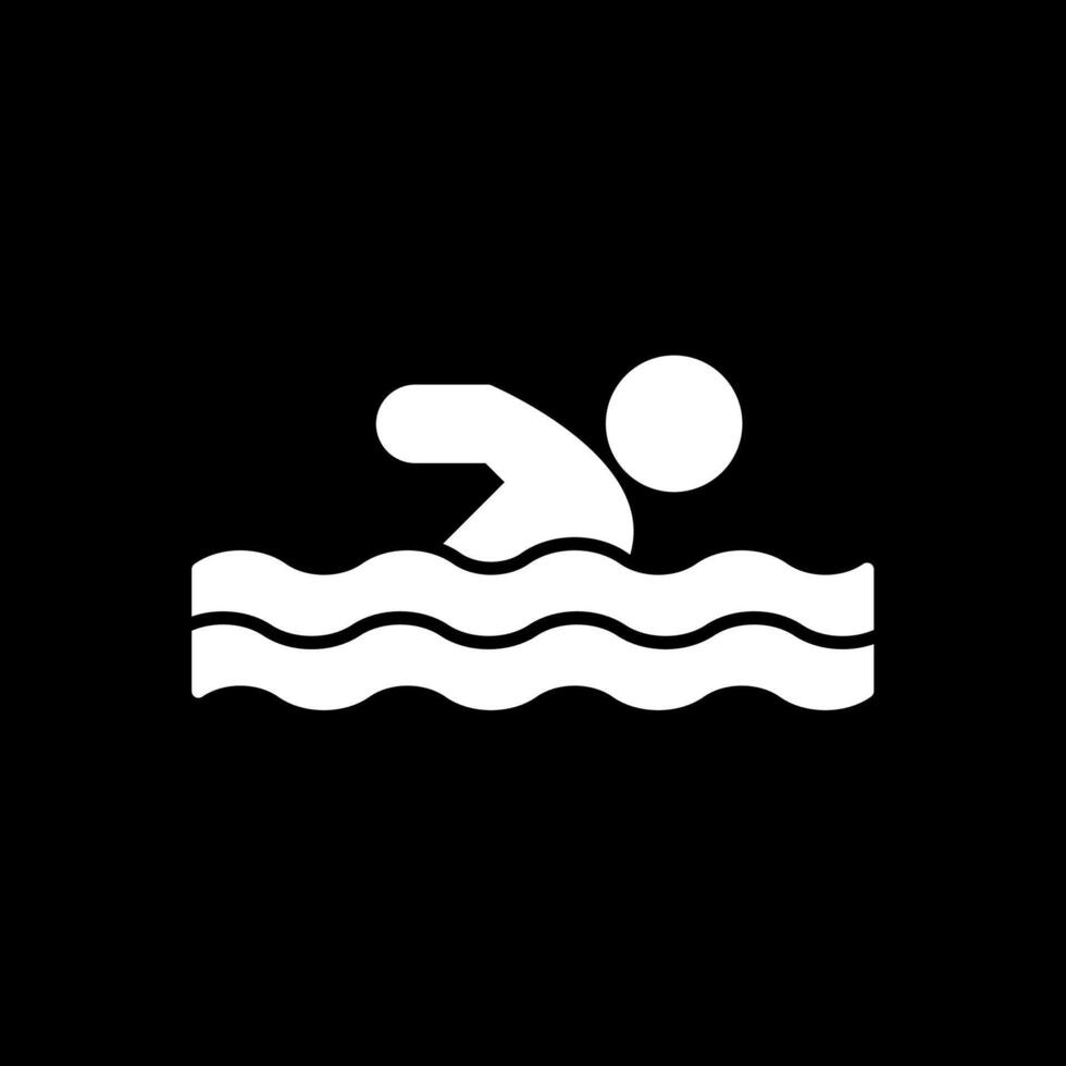 icono de glifo invertido de natación vector