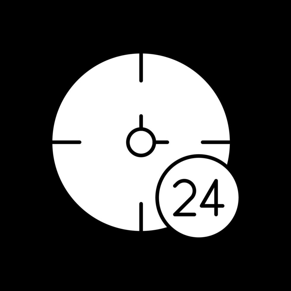 icono de glifo invertido de 24 horas vector