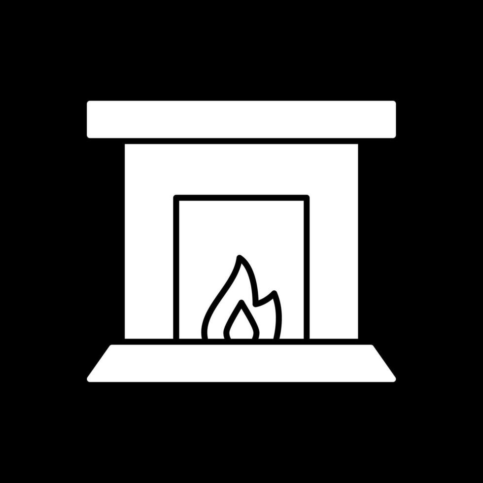 Fireplace Glyph Inverted Icon vector