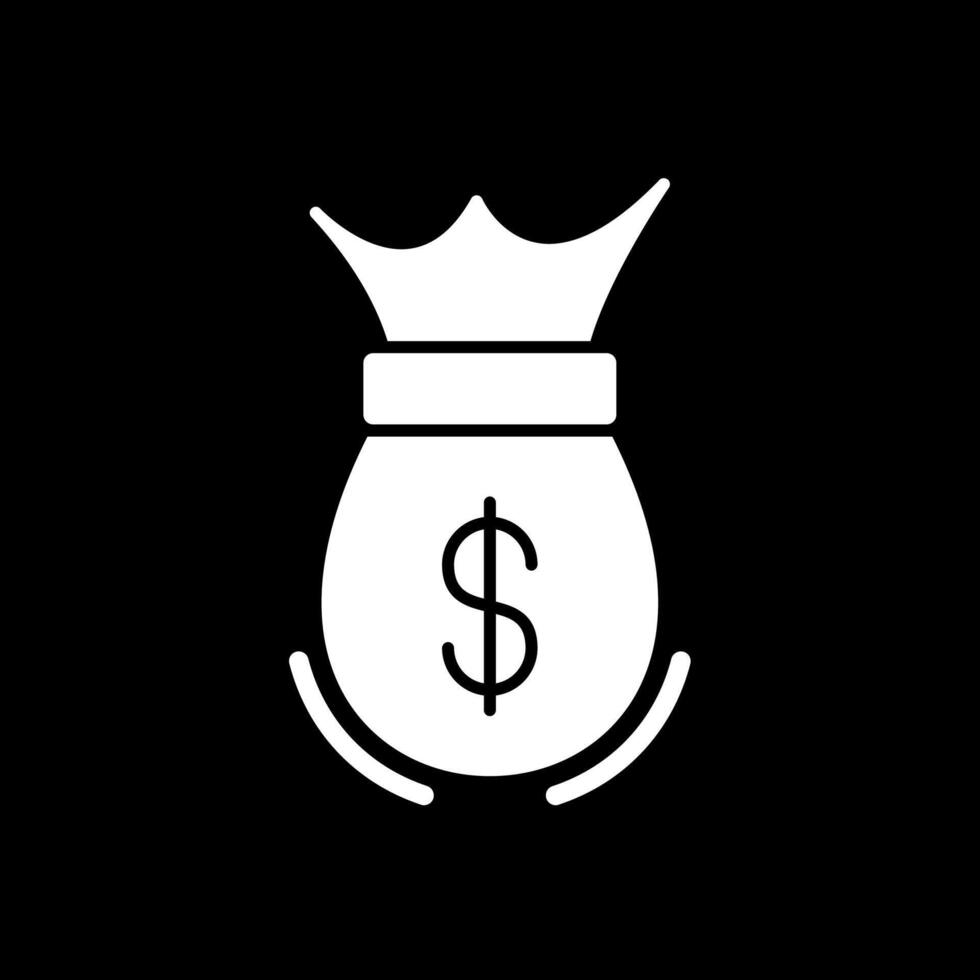 Money Bag Glyph Inverted Icon vector