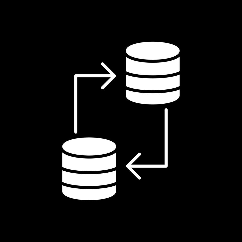 icono de glifo de transferencia de datos invertido vector