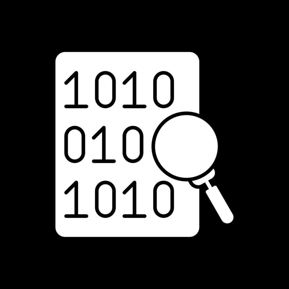 Code Search Glyph Inverted Icon vector