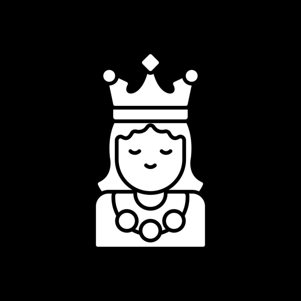 princesa glifo invertido icono vector