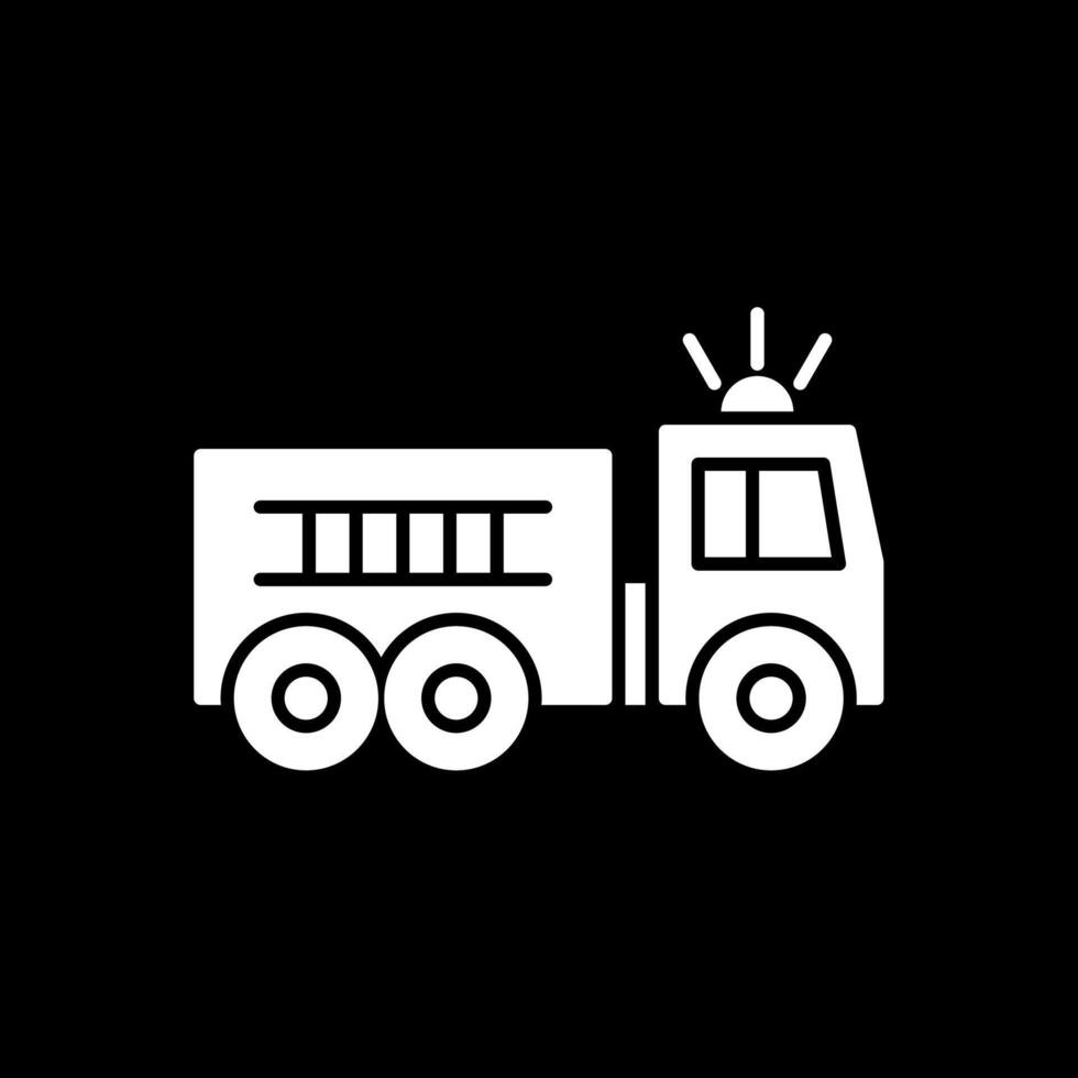 Fire Truck Glyph Inverted Icon vector