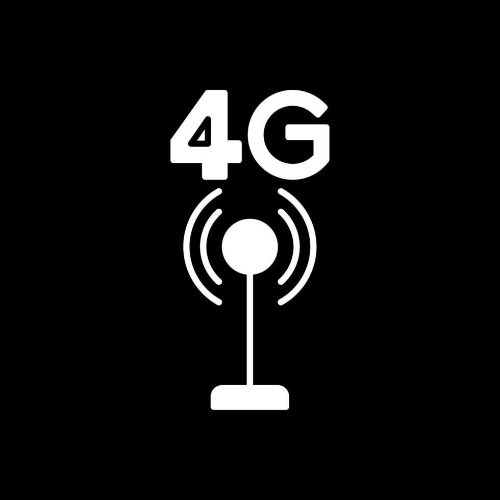 4G Glyph Inverted Icon vector