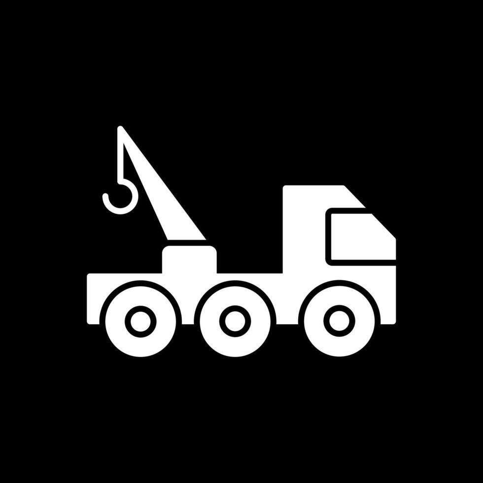 Tow Truck Glyph Inverted Icon vector