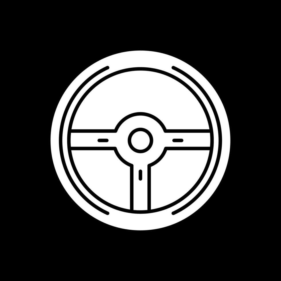 Steering Wheel Glyph Inverted Icon vector