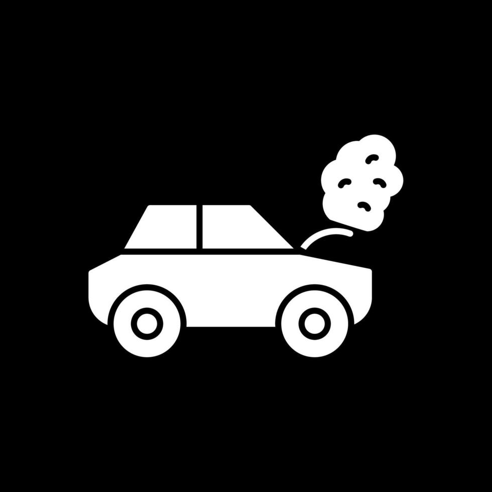 roto coche glifo invertido icono vector