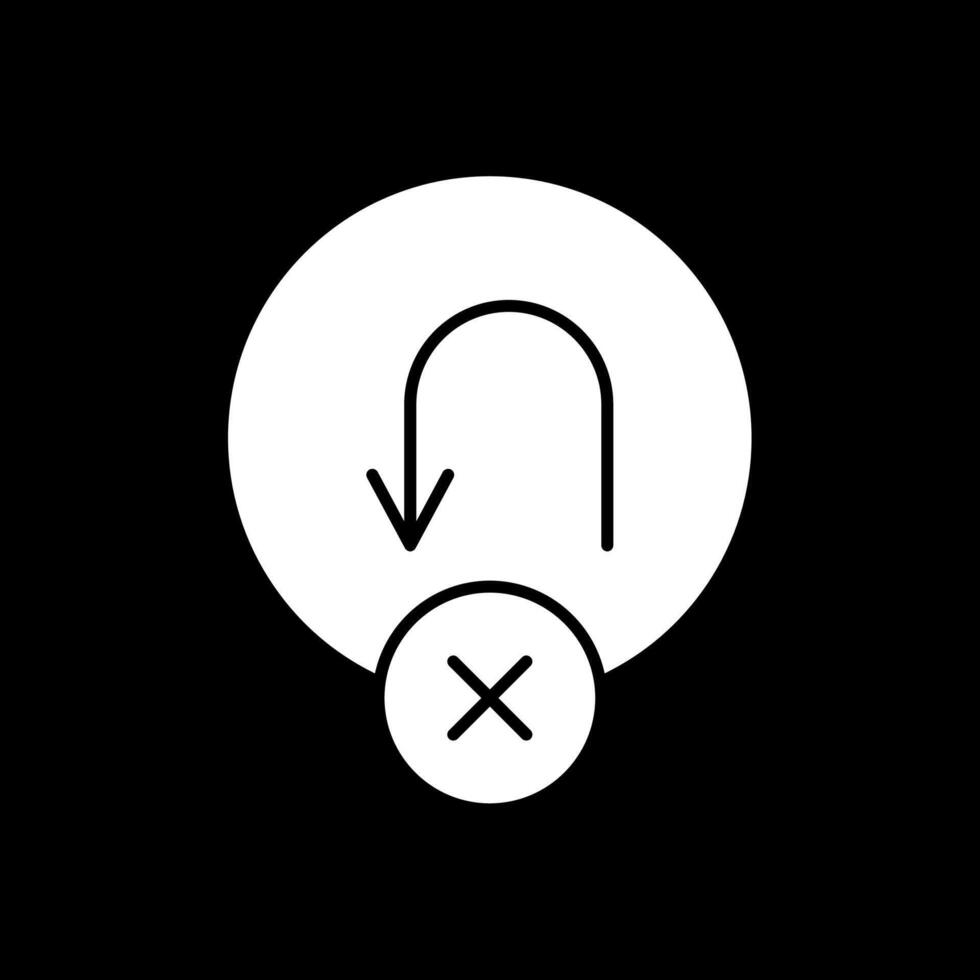No U Turn Glyph Inverted Icon vector