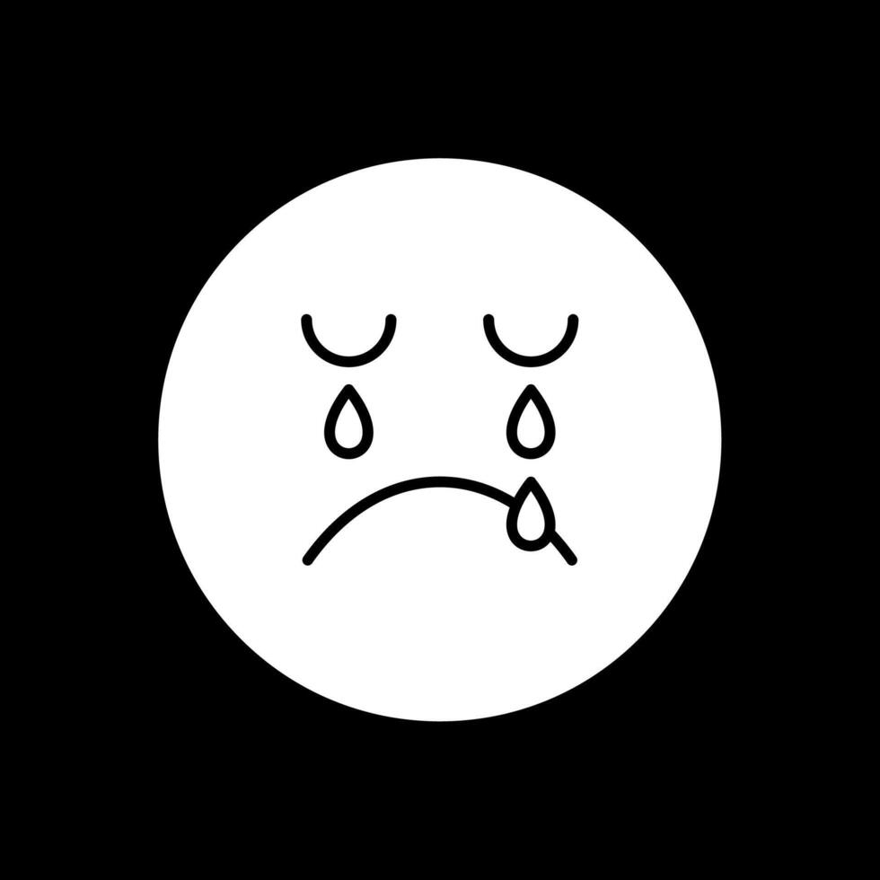 Crying Glyph Inverted Icon vector