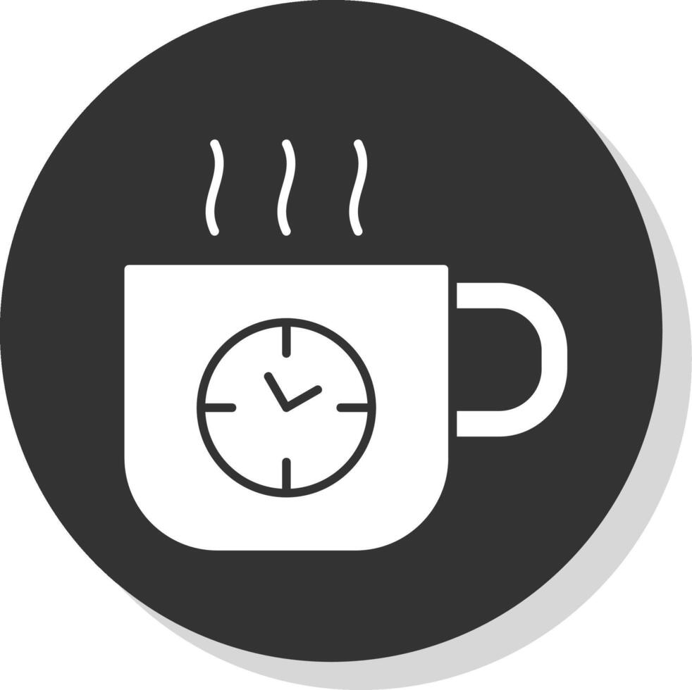 café hora glifo gris circulo icono vector